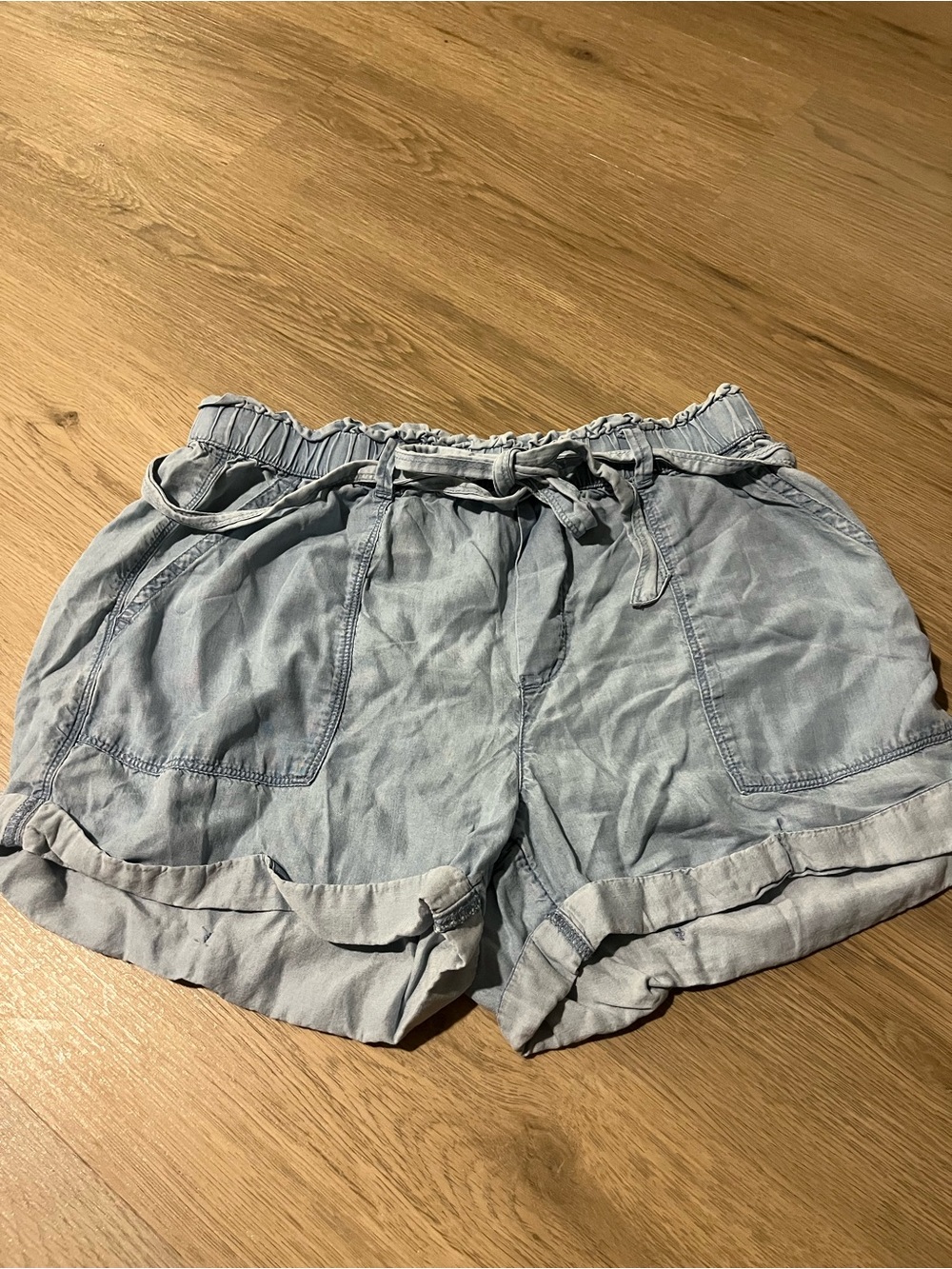 Light Blue Women's Casual Drawstring Shorts